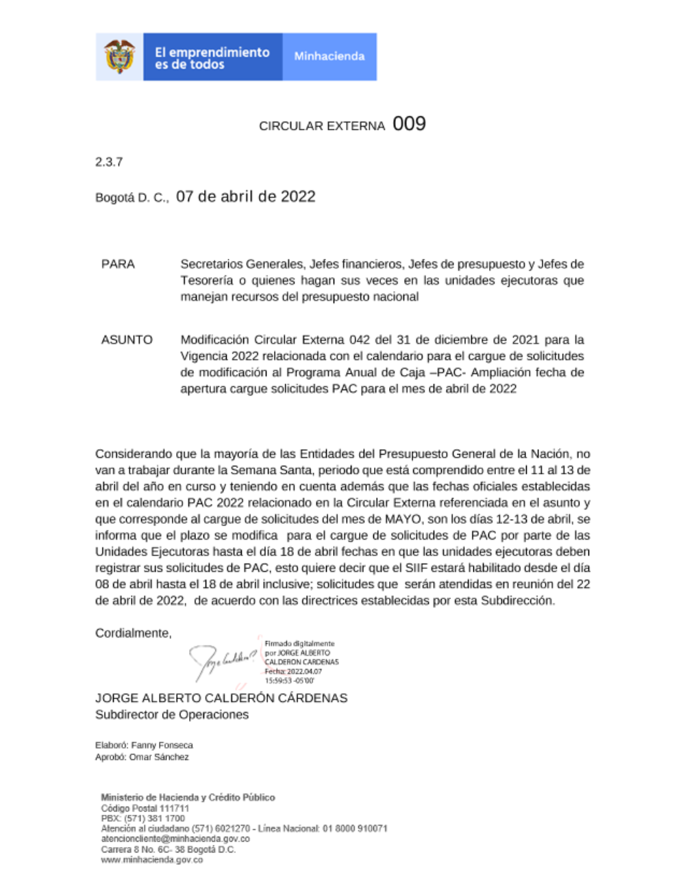 Vista Previa Documento Circular 009