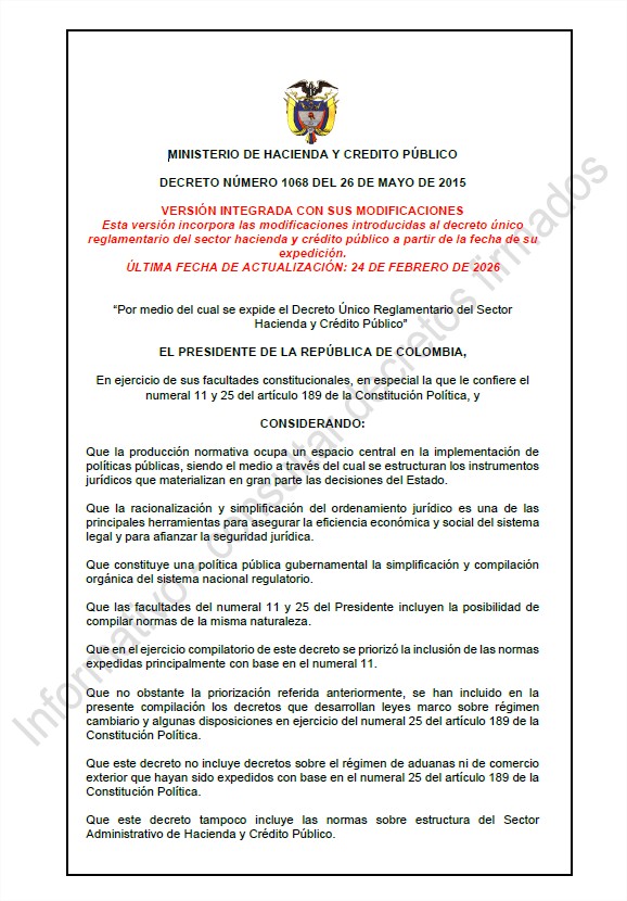 FOTO: Portada del DUR SECTOR HACIENDA